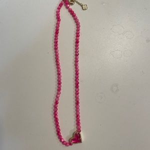 Kendra Scott beaded ari heart necklace pink